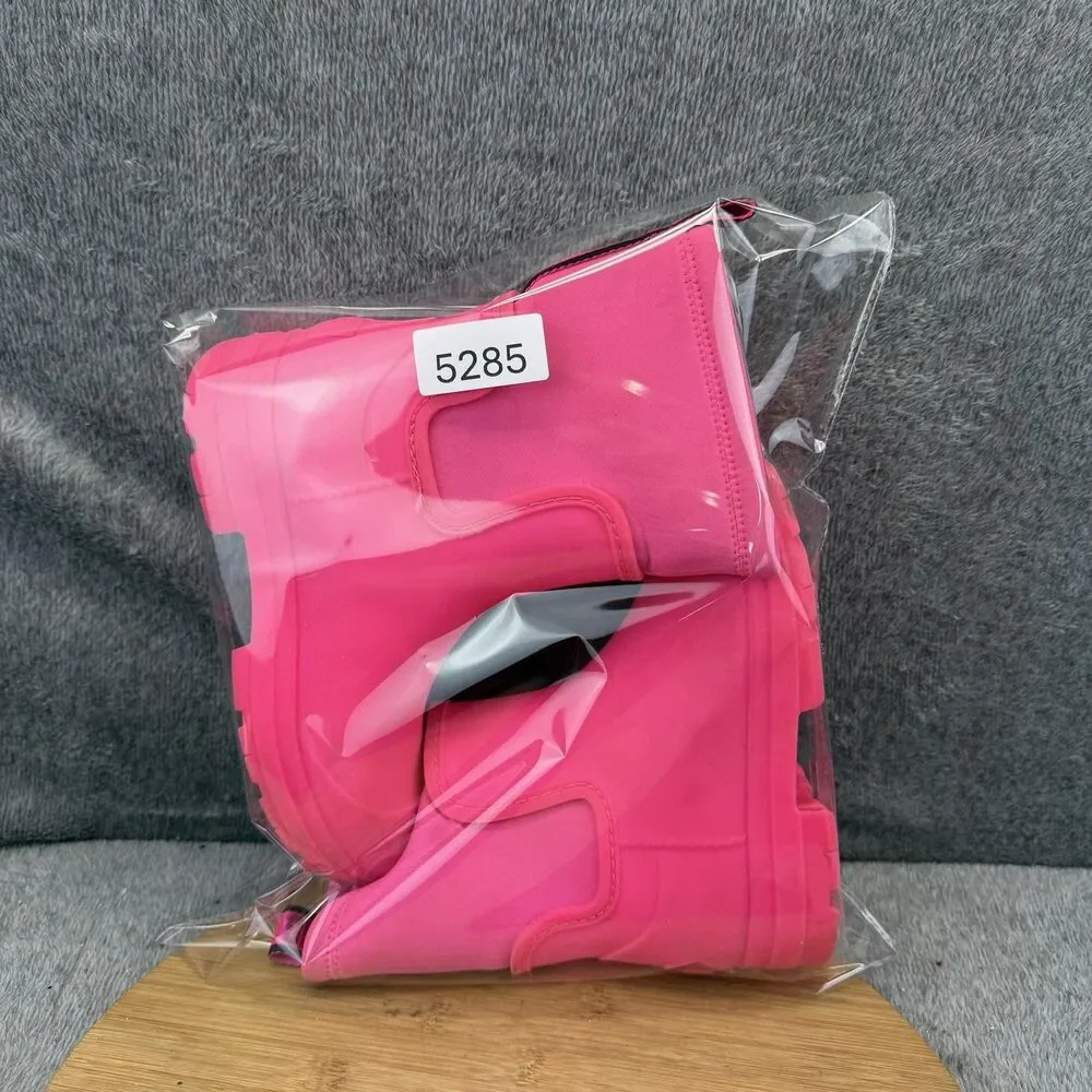 UGG Rain Boots Girls Size 3 Pink Rubber Waterproof Pull On Ankle FW1022L